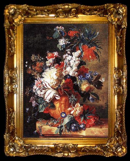 framed  Jan van Huysum Bouquet of Flowers in an Urn by Jan van Huysum,, ta009-2